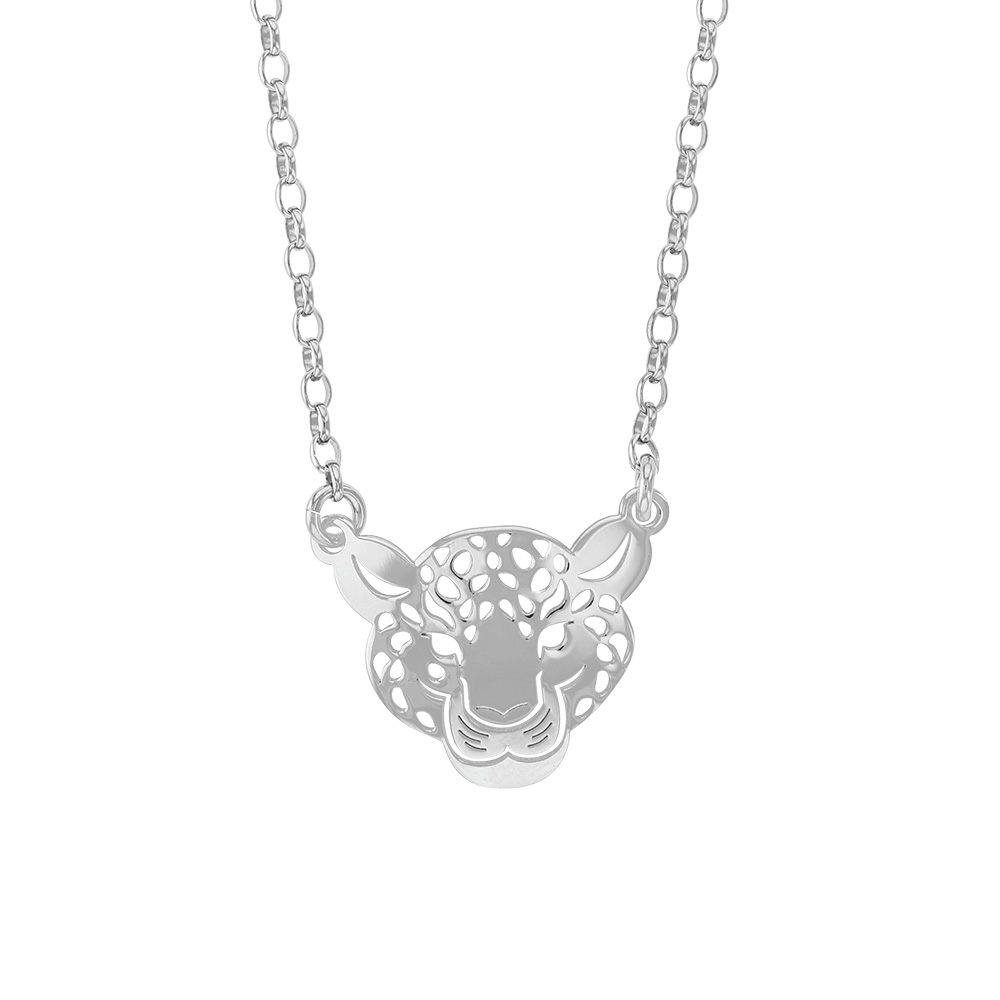 Collier tete de Panthère en argent rhodié 925/1000