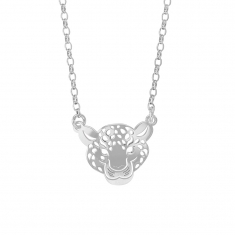 Collier tete de Panthère en argent rhodié 925/1000