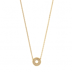 Collier Tournesol orné d'oxydes de zirconium, Plaqué or
