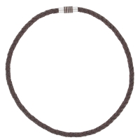 Collier tressé en cuir de bovin marron avec fermoir acier