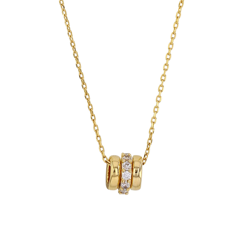 Collier trois cercles, avec oxydes au centre, plaqué or