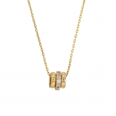 Collier trois cercles, avec oxydes au centre, plaqué or