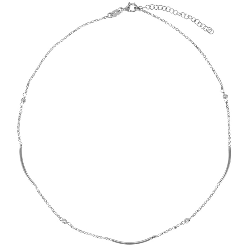 Collier tubes et boules en argent 925/1000 rhodié