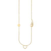 Collier UNE HISTOIRE DE COEUR avec aile, coeur et rond en argent 925/1000 doré