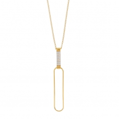 Collier URBAN en argent 925/1000 doré forme allongée avec bélière empierrée
