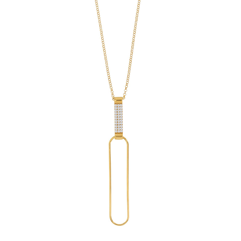 Collier URBAN en argent 925/1000 doré forme allongée avec bélière empierrée