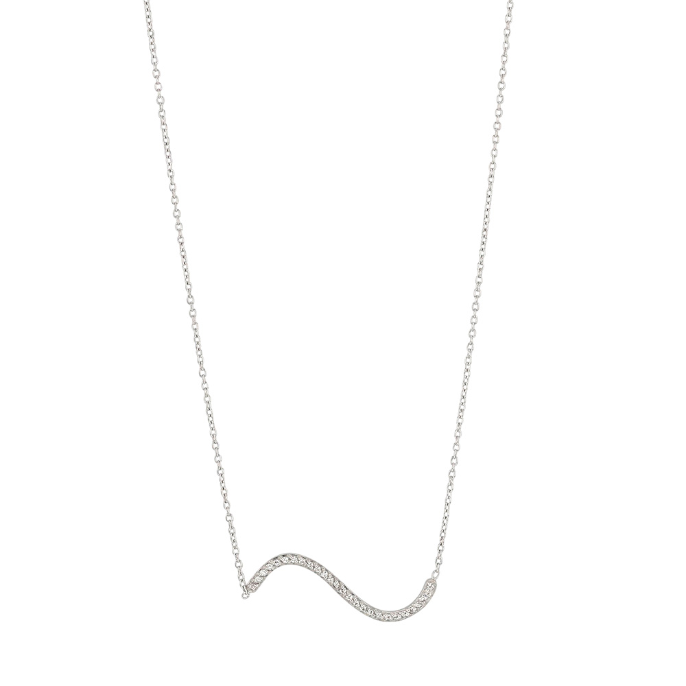 Collier vague en argent rhodié 925/1000 et oxydes de zirconium