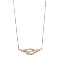 Collier vagues en acier doré-rose et pierres synthétiques