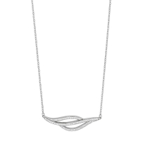 Collier vagues en acier et pierres synthétiques blanches