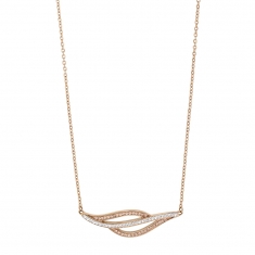 Collier vagues en acier et pierres synthétiques blanches