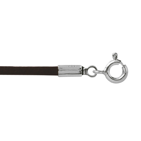 Cordon collier synthétique noir avec fermoir argent 925/1000
