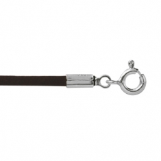 Cordon collier synthétique noir avec fermoir argent 925/1000