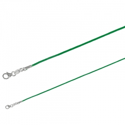 Cordon coton vert fermoir Argent 925/1000 rhodié