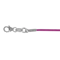 Cordon coton violet, fermoir argent 925/1000 rhodié