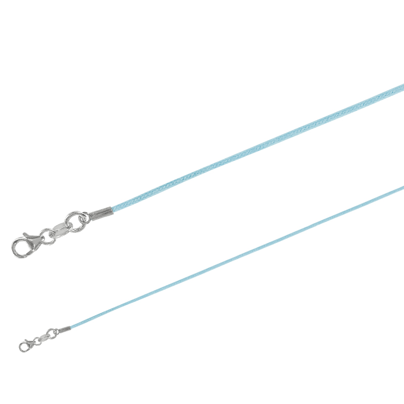 Cordon coton violet, fermoir argent 925/1000 rhodié