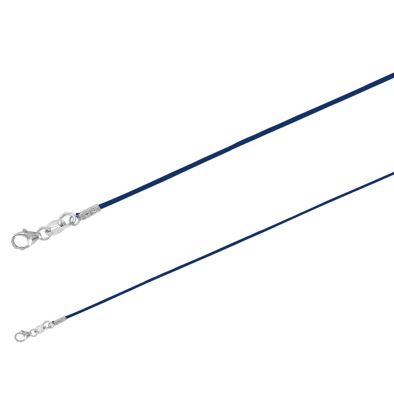 Cordon coton violet, fermoir argent 925/1000 rhodié