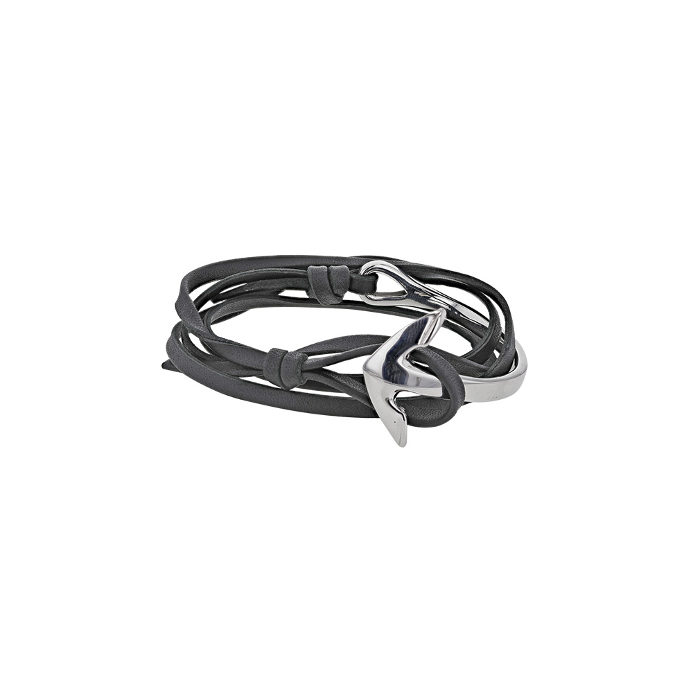 Cordon réglable triple tour cuir de bovin avec fermeture ancre en acier