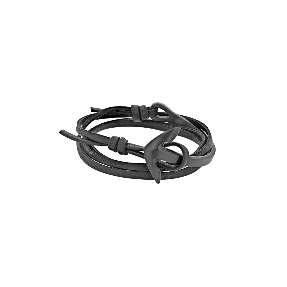Cordon réglable triple tour cuir de bovin avec fermeture ancre en acier