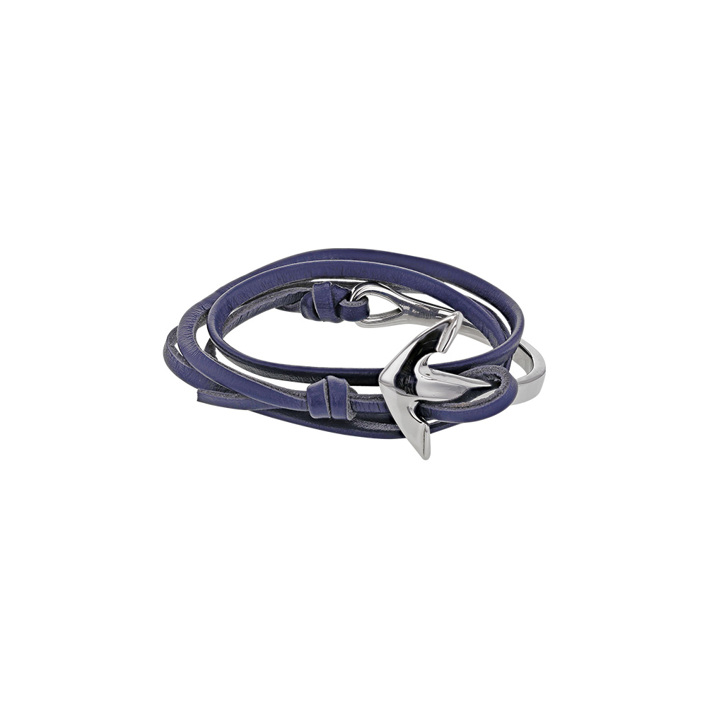 Cordon réglable triple tour cuir de bovin avec fermeture ancre en acier