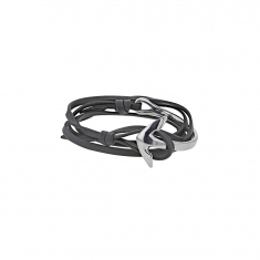 Cordon réglable triple tour cuir de bovin avec fermeture ancre en acier