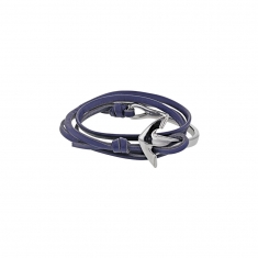 Cordon réglable triple tour cuir de bovin avec fermeture ancre en acier