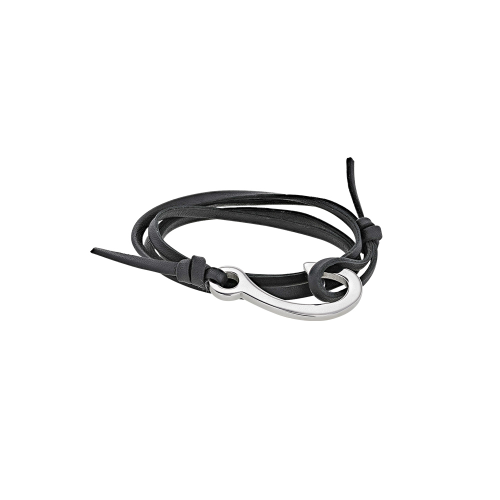 Cordon réglable triple tour cuir de bovin avec fermeture hameçon en acier