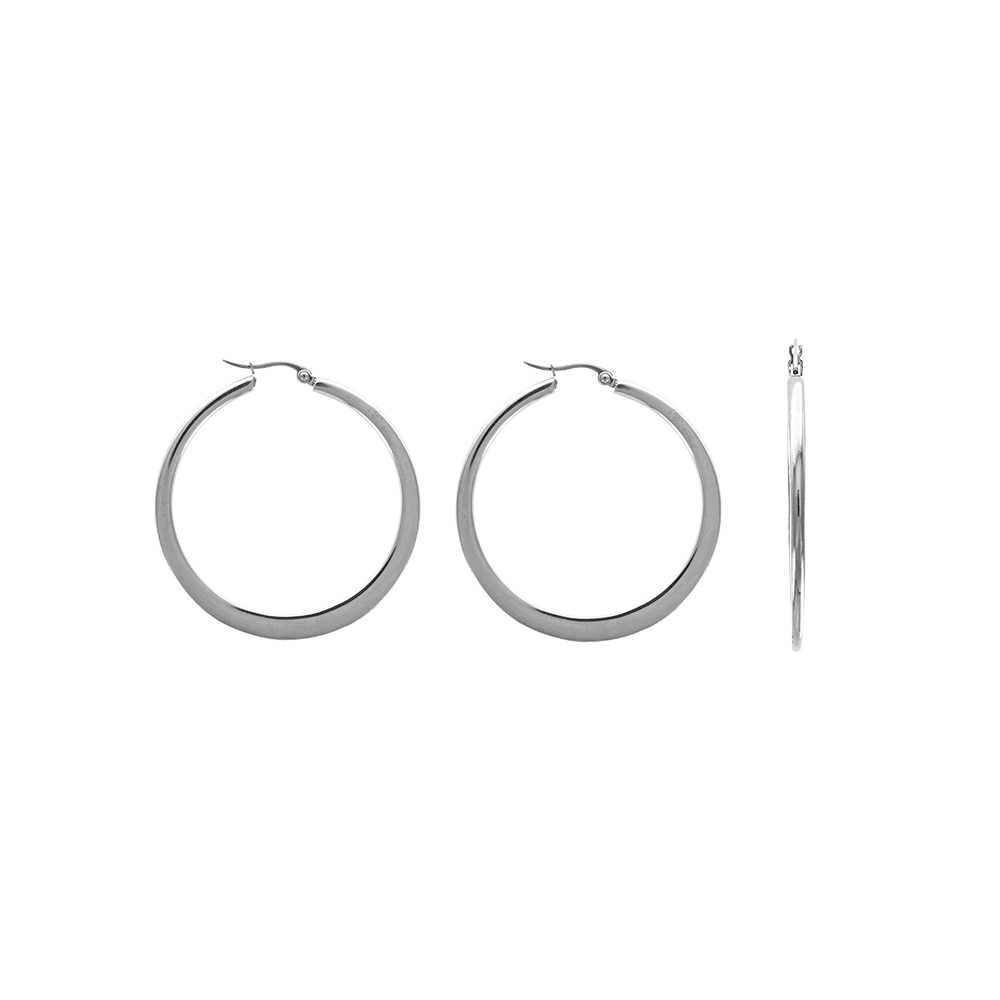 Créoles à fil plat acier 40mm