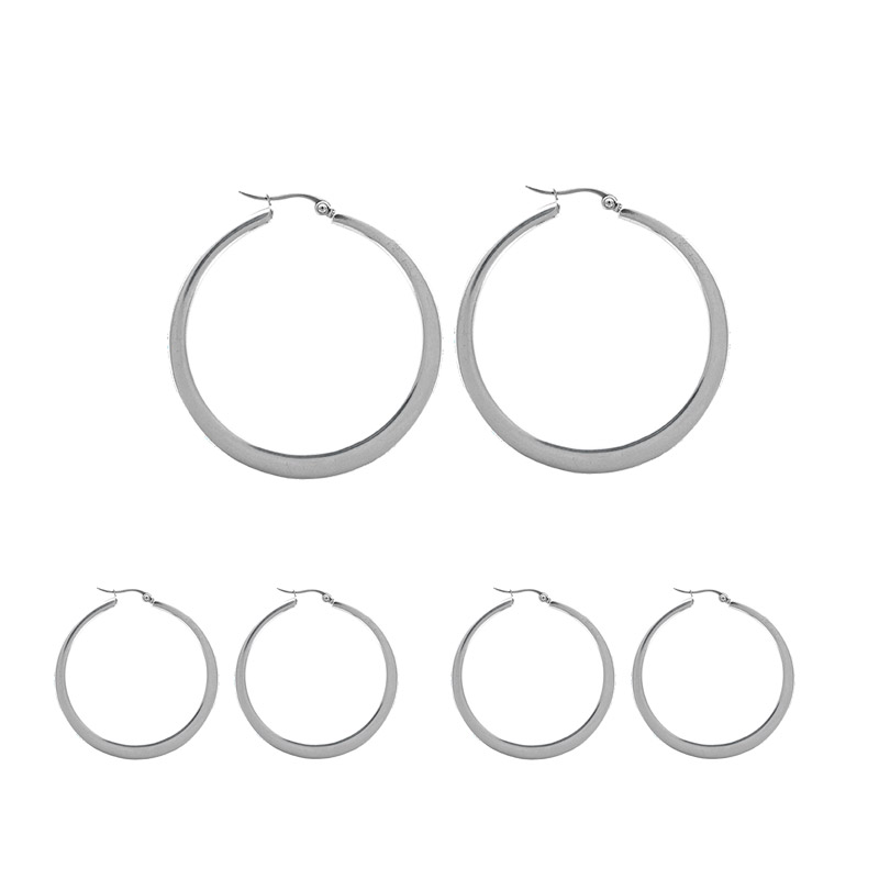 Créoles à fil plat acier 40mm