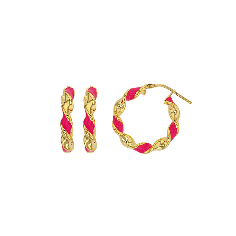 Créoles à tube torsadé en argent 925/1000 rhodié