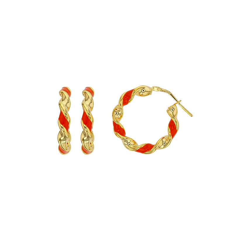 Créoles à tube torsadé en argent 925/1000 rhodié