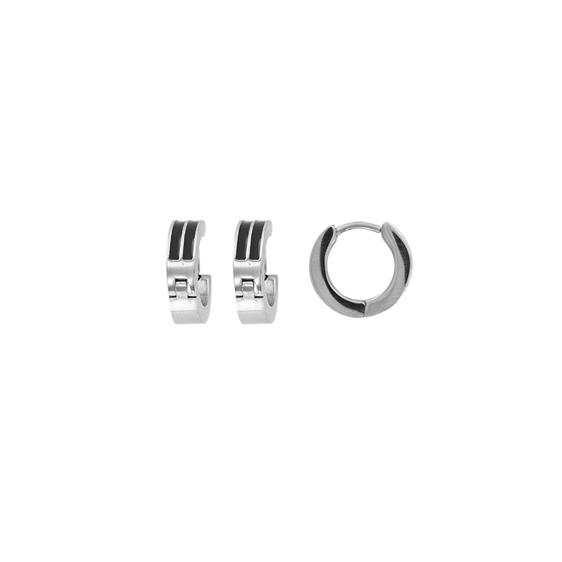 Créoles acier et acier noir pour homme 10mm