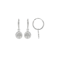 Créoles arbres de vie en pampilles, argent 925/1000 platiné
