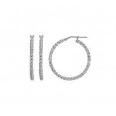 Créoles aspect perlé argent 925/1000 rhodié, fil 2,4mm