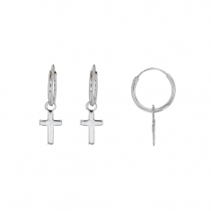 Créoles avec petites croix en argent 925/1000