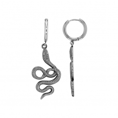 Créoles en acier avec pampilles en forme de serpent (à l'unité)