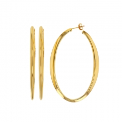 Créoles fantaisie ovales 42x62mm fil épais, argent 925/1000 platiné