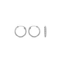 Créoles fil 1,5mm Or blanc 375/1000, fermoir tige tube