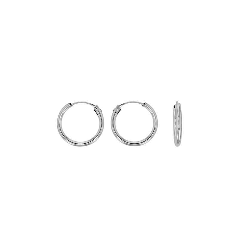 Créoles fil 1,5mm Or blanc 375/1000, fermoir tige tube
