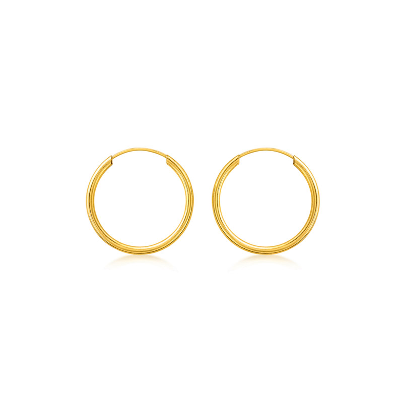 Créoles fil 1,50mm Or 375/1000, fermoir tige tube