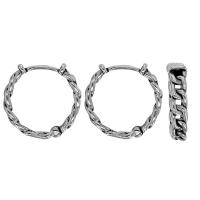 Créoles grand modèle, motifs maille gourmette acier, pour homme