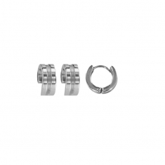 Créoles larges acier brillant et mat pour homme 10mm