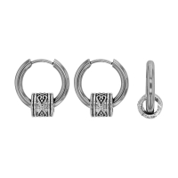 Créoles pampilles motif ancien acier, pour homme