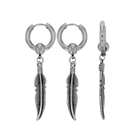 Créoles pampilles plumes acier, pour homme