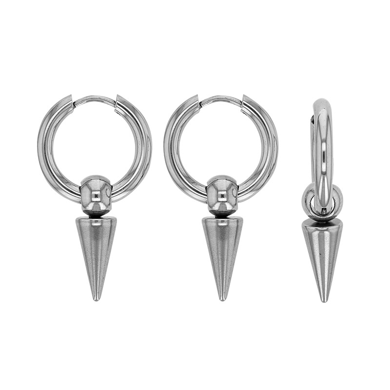 Créoles pampilles pointues acier, pour homme