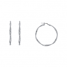 Créoles torsadées 40mm, fil 3mm, argent 925/1000