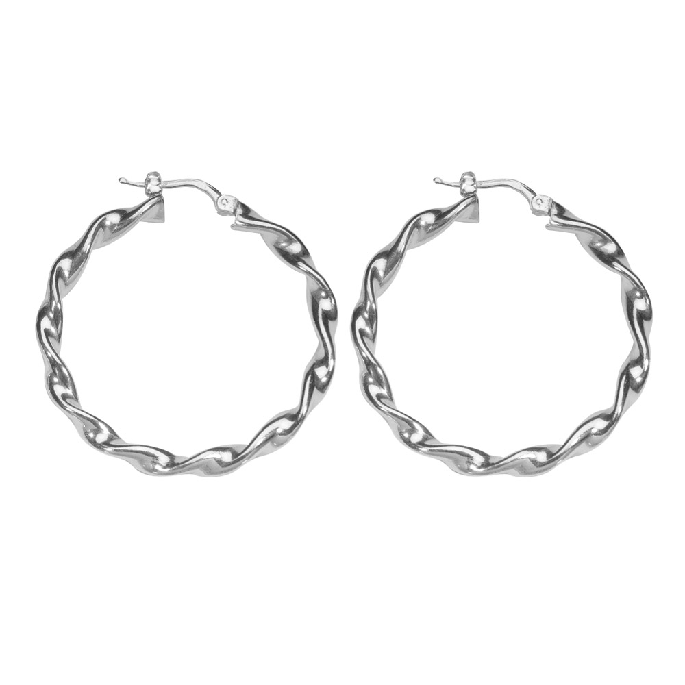 Créoles torsadées diam. fil 3 mm en argent 925/1000