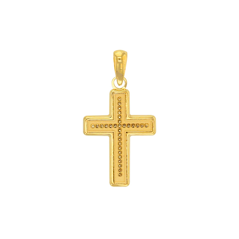 Croix avec aspect perlé en Or 750/1000