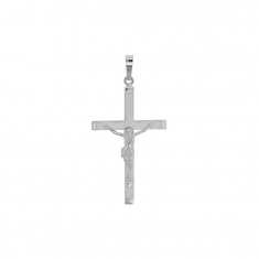 Croix grand modèle ornée d'un Christ en argent 925/1000 rhodié