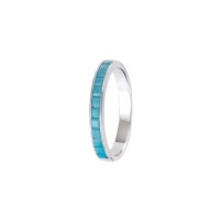 Demi alliance en Argent rhodié 925/1000 pierres synthétique de couleur turquoise