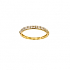 Demi-alliance Or 375/1000 avec 2 rangs de petits oxydes de zirconium